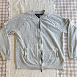 Nordstrom Light Gray Zip-Up cashmere Sweater